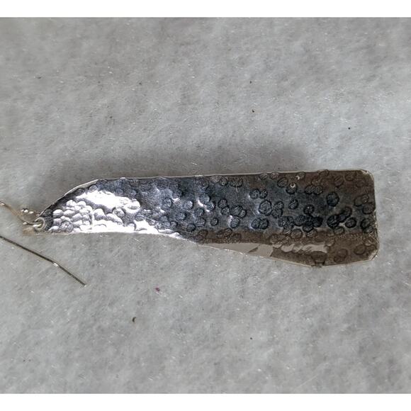 Sterling silver Paua shell cabochon bezel set French wire 2.25"X .50"Dangle OOAK - Picture 6 of 10